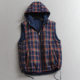 无袖 两面穿撞色格纹连帽夹棉保暖外套2025冬季 新款 坎肩女马夹N055