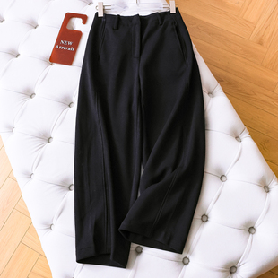 休闲裤 绵羊毛混纺纯色高腰显瘦宽松直筒裤 女裤 裤 Q353 通勤百搭西装