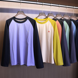 百搭透气女T恤B579 新款 户外运动风撞色插肩长袖 速干圆领2025秋季