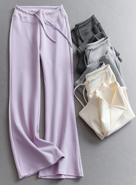 「拉长腿型」抽绳高腰纯色面膜糯米裤运动卫裤微喇裤女休闲裤W108