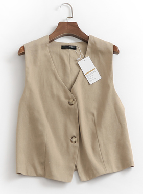 L654法式西装马甲外搭小背心女夏季薄款复古无袖修身叠穿内搭上衣