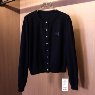 针织衫 字母刺绣圆领单排扣通勤百搭2025秋季 外套女装 长袖 V701 新款