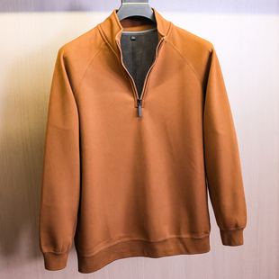 卫衣N739 纯色加绒加厚保暖半拉链男士 绵羊毛混纺 奥粒绒内里
