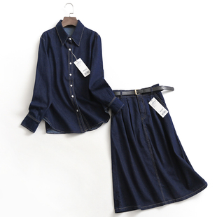 女牛仔衬衫 G993纯色宽松翻领单排扣春季 百搭韩版 2023通勤长袖 新款