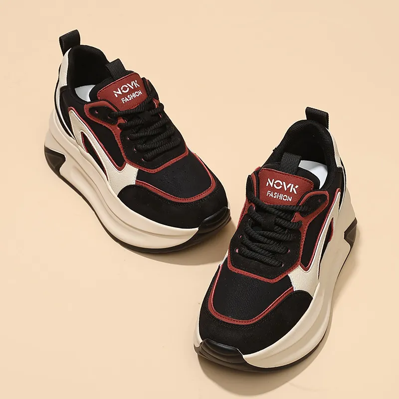 厚底德训鞋女2025新款时尚百搭真皮松糕运动鞋休闲轻便防滑阿甘鞋