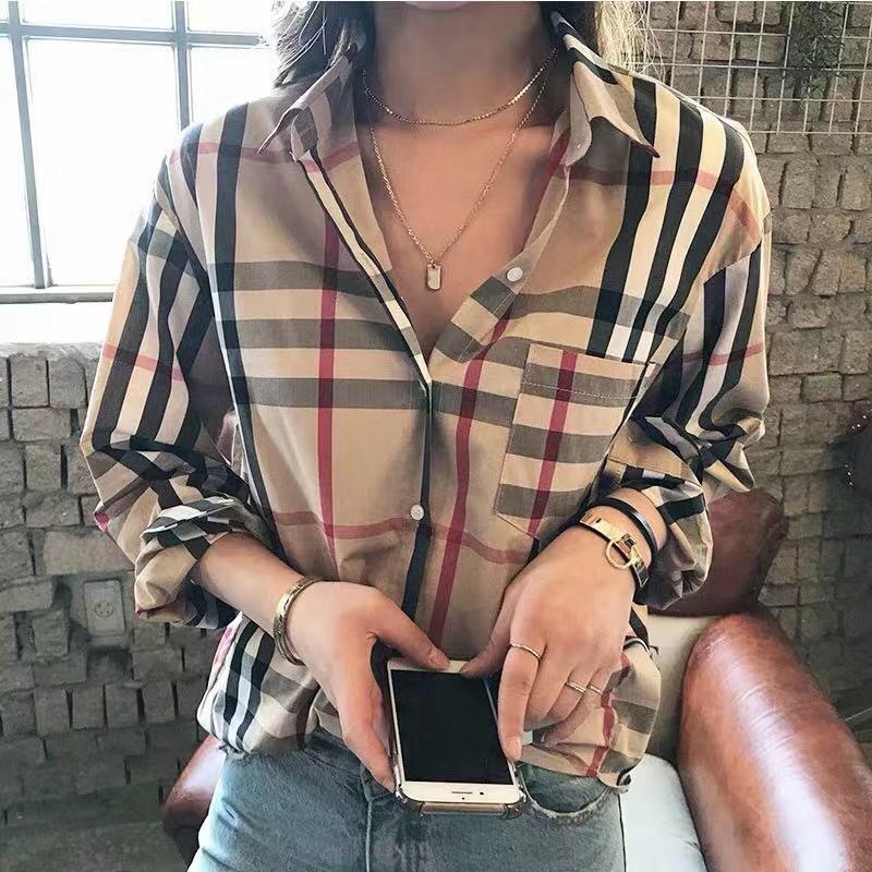 Classic Plaid Shirt women's new fall 2019 Korean retro loose thin stripe temperament long sleeve top