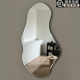 网红超白湖泊异形设计感全身镜挂墙不规则壁挂玄关入户穿衣镜子