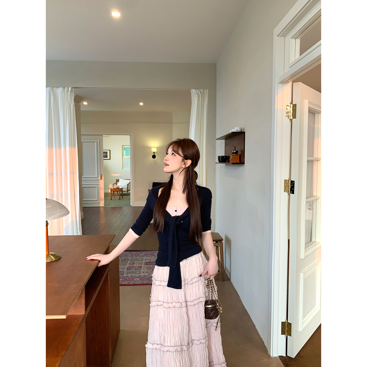 板栗西西【盛世之春】弹力上衣女粉色半身裙子女时尚套装女秋冬,女装/女士精品,时尚套装,淘宝优惠券,粉丝福利购,淘宝优惠卷