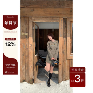 板栗西西【利斯顿少女】秋冬法式气质收腰显瘦毛织长袖短裙连衣裙