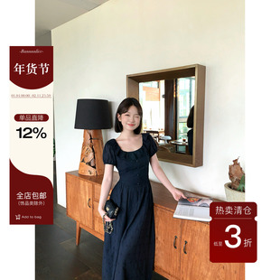 板栗西西【赫拉小姐】夏法式复古甜美赫本风时尚短袖显瘦连衣裙