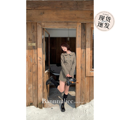 板栗西西【利斯顿少女】秋冬法式气质收腰显瘦毛织长袖短裙连衣裙