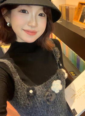 板栗西西【米兰恋人】秋冬百搭黑色半高领基础长袖针织打底衫