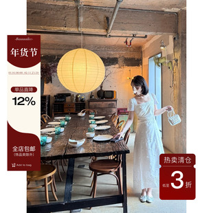 板栗西西【洁白小苍兰】法式镂空露腰设计感气质方领短袖连衣裙夏