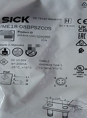 SICK西克接近开关IME18-08BPSZCOS，马来