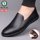 子透气软底一脚蹬轻便黑色圆头低跟男鞋 啄木鸟男鞋 真皮户外休闲鞋