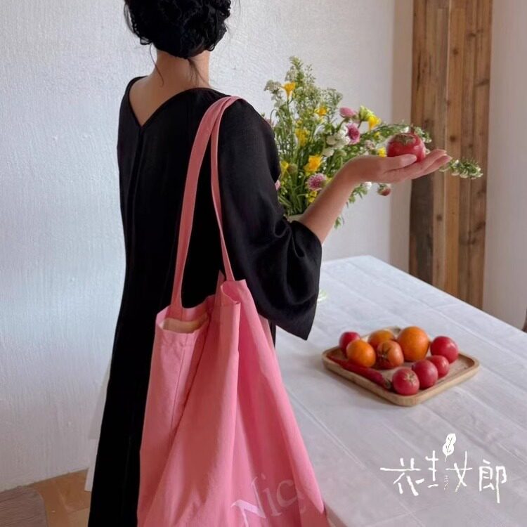 【花生女郎】 粉色少女心 2025新款春夏单肩帆布包女有内衬L12