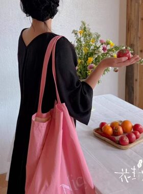 2025新款单肩粉色帆布包女帆布袋