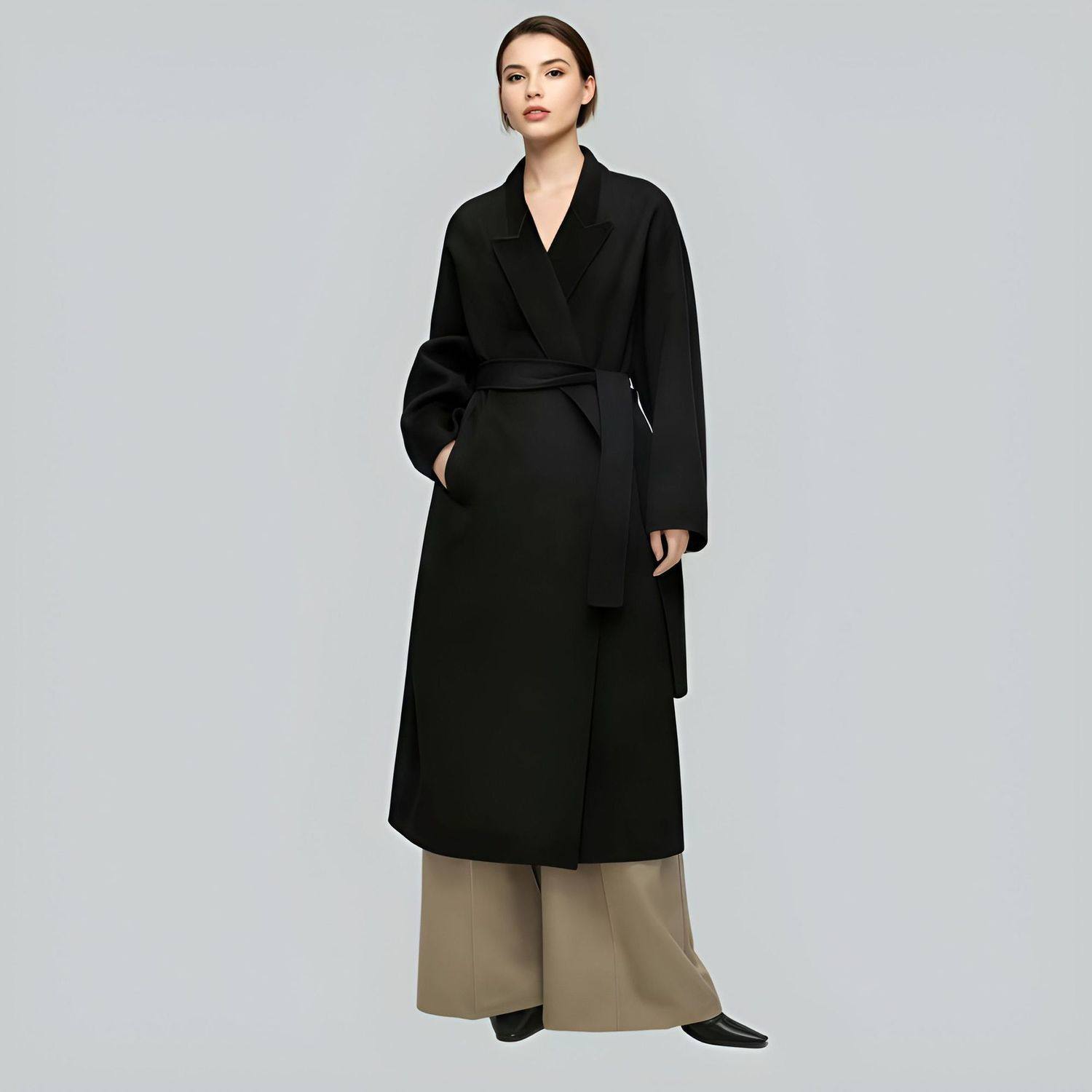 加厚双面羊毛呢大衣宽松版保暖好