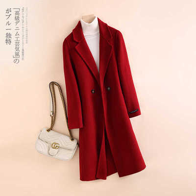 赫本风双面羊绒大衣中长款羊毛呢