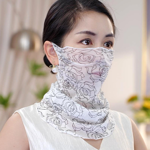 夏季薄款防晒面罩口罩女2025新款遮脸护颈一体围脖巾挂耳冰丝面纱