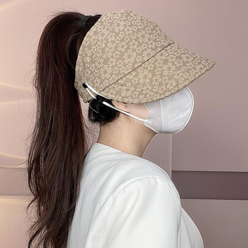 解放耳朵户外版鸭舌帽太阳帽空顶帽加宽帽檐显脸小遮阳防晒帽子女