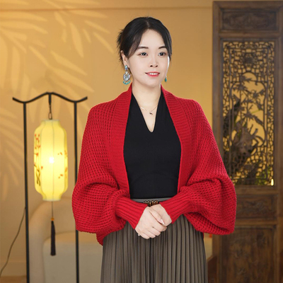 2025新款针织披肩女外搭秋冬季保暖时尚百搭洋气宽松长袖气质开衫