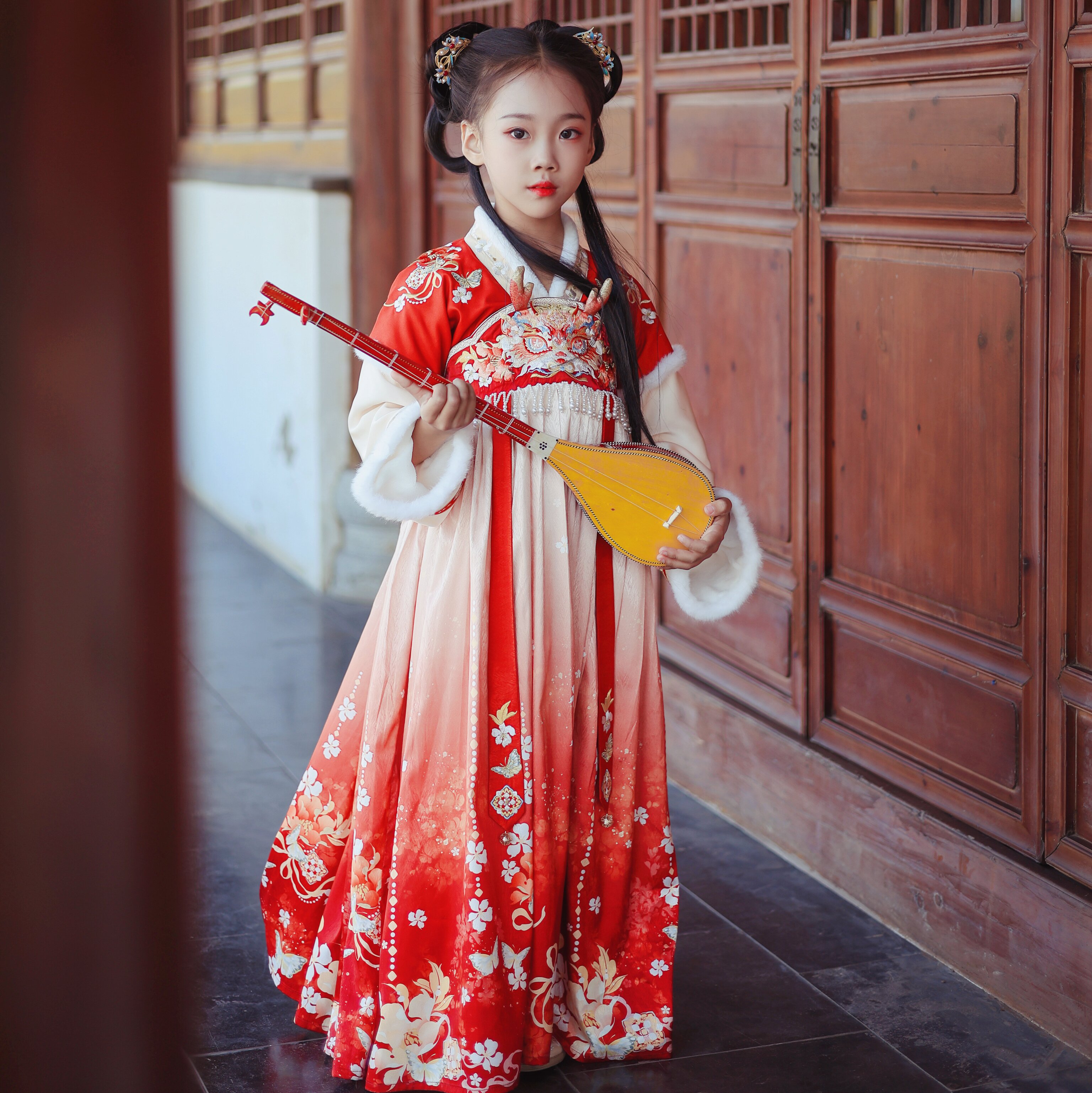龙唐绣茉胭原创冬款刺绣齐胸连衣裙女童汉服童装亲子款龙女谣