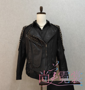 男韩版修身皮衣夜店炫酷铆钉pu机车权志龙同款皮夹克外套北京出租