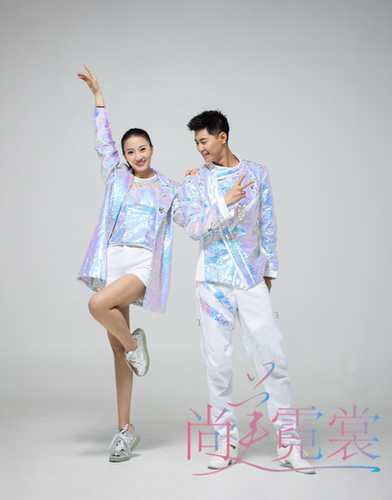 出租男亮闪现代舞演出服韩版外套