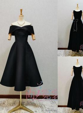 《北京出租》黑色一字肩法式小晚礼服女成人礼生日钢琴伴奏礼服裙