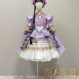 快乐阳光女童摩梭族演出服摩梭甲蹉蹉火塘边舞台服装 北京出租