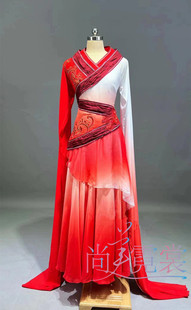 出租古典舞蹈演出服玉人舞念奴娇红色水袖渐变艺考飘逸民族舞蹈服