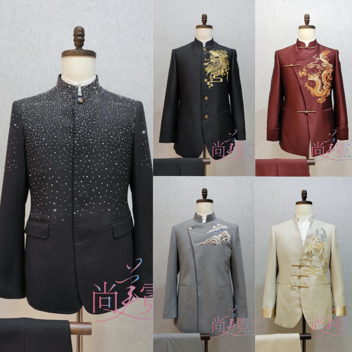 出租高级新中式刺绣立领中山装