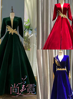 出租美声独唱声乐艺考墨绿色丝绒大气高级晚礼服指挥服北京实体店