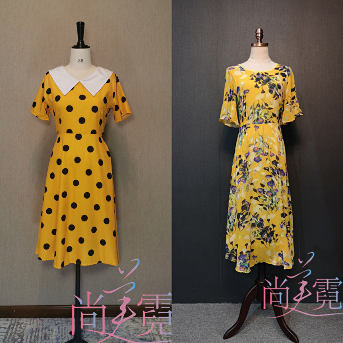 【北京出租】八十年代复古女青年碎花波点连衣裙迪厅跳舞演出服