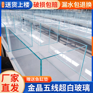 定制金晶超白玻璃鱼缸金晶五线小型家用客厅桌面生态斗金养鱼裸缸