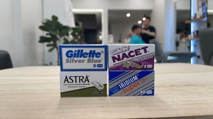 俄罗斯绿a吉列超级铱金手动双刃安全剃须刀片体验包