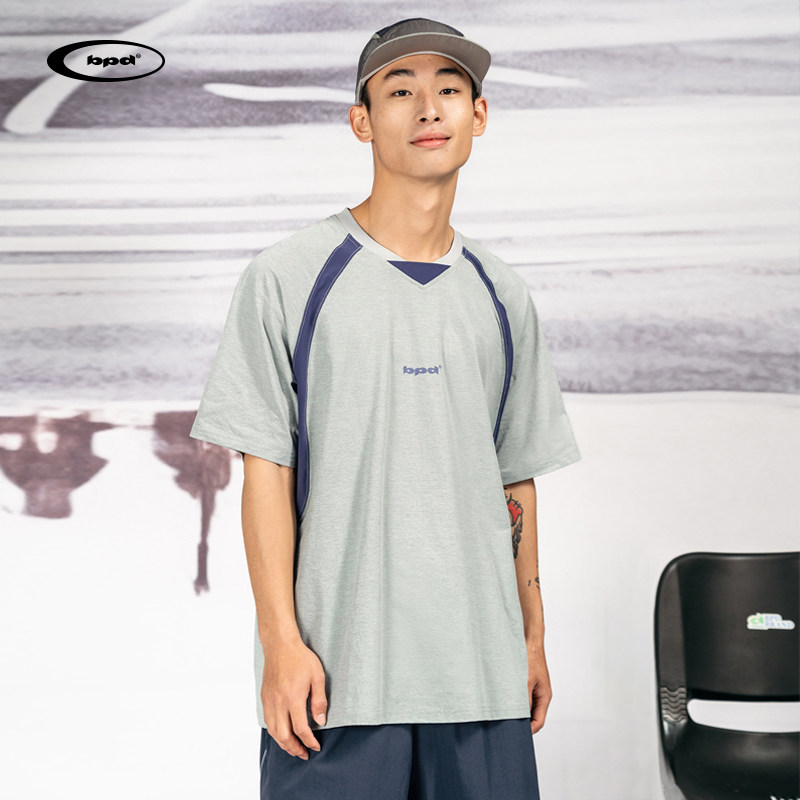 【清仓】BENPANDA户外速干运动短袖T恤男夏季拼接撞色印花logo袖