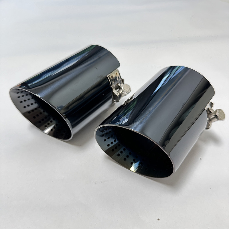 汽车排气管不锈钢钛黑冲孔尾喉120mm长适用于宝马奥迪马自达车系
