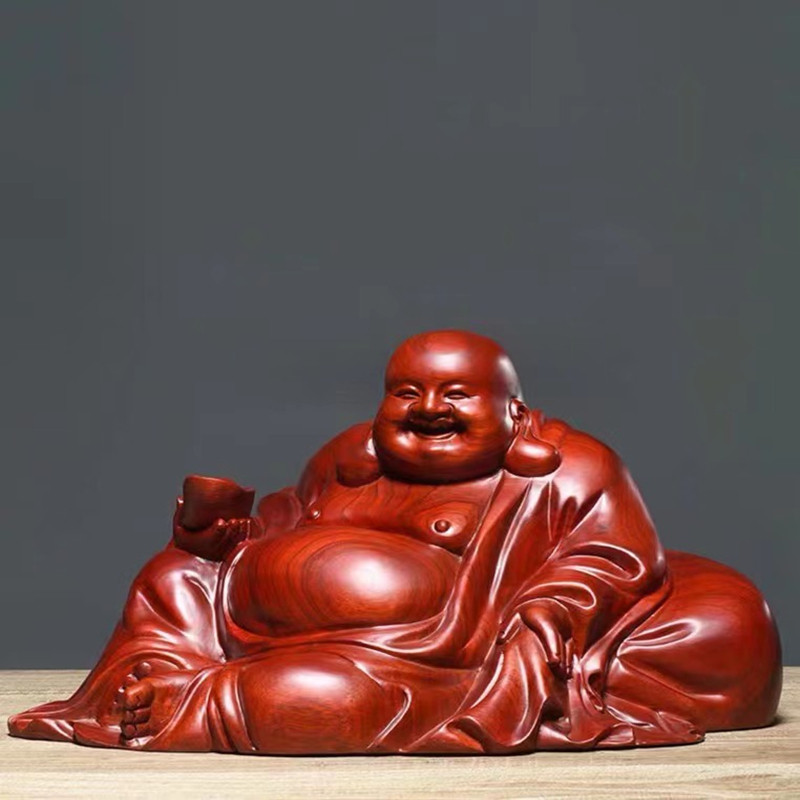 红花梨摆件车内装饰品弥勒佛像