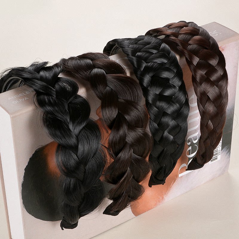 鱼骨辫假发发箍女加宽五股遮白发显发量自然逼真头饰增高头顶发饰