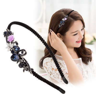 优雅复古带钻绒布发箍