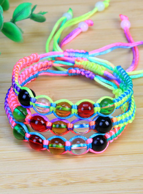 本命年五月节五色线编织水晶玻璃五行珠手绳端午节五彩绳手链礼品