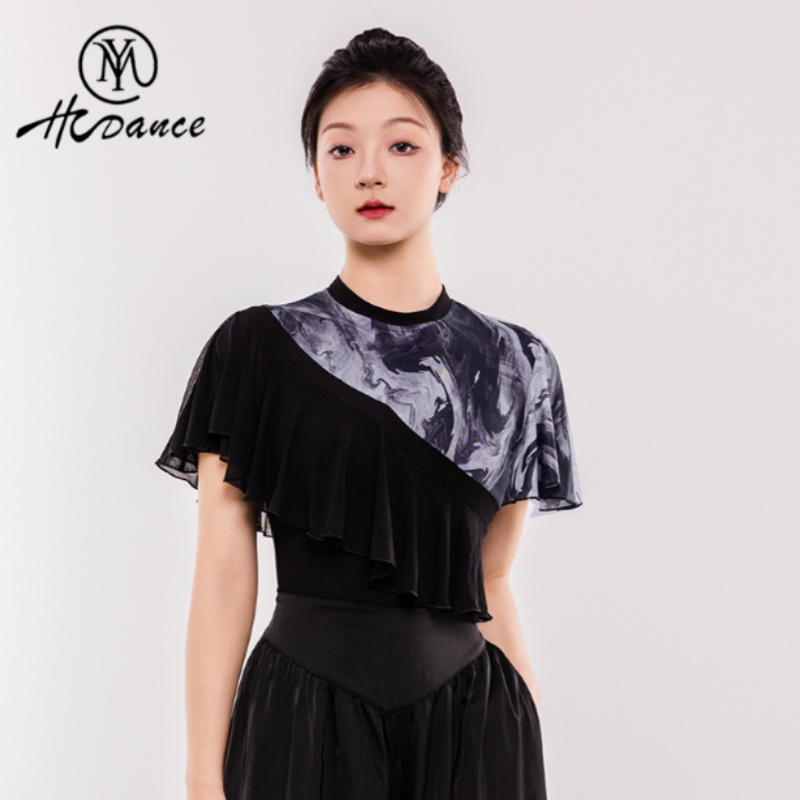 HC&MYY联名摩登舞服上衣女成人舞蹈服华尔兹练功服连体衣服HY1010