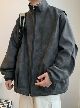 早起工作室MF十九岁第四天男装秋机能风磨砂皮衣皮夹克男上衣外套