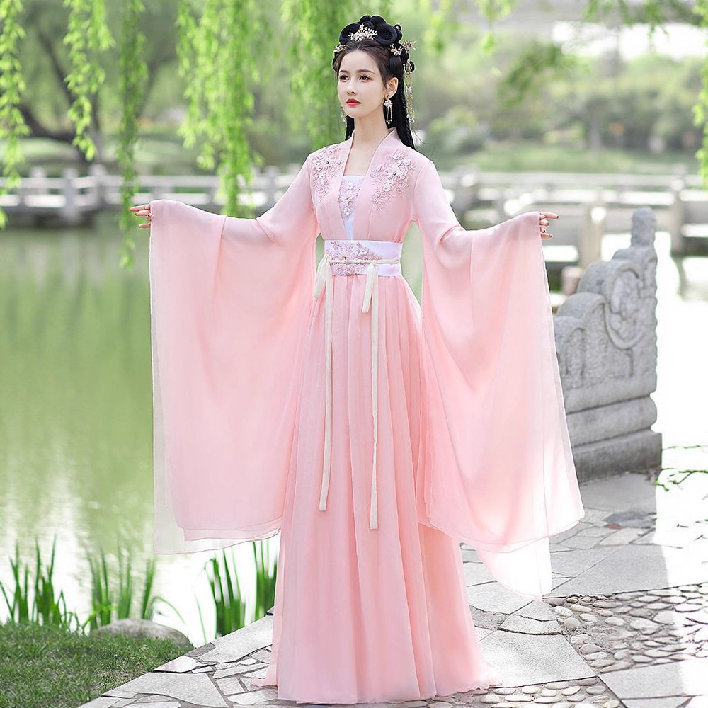 粉色显白樱花汉服女装2026新款古装仙气古风大袖襦古典舞蹈演出服