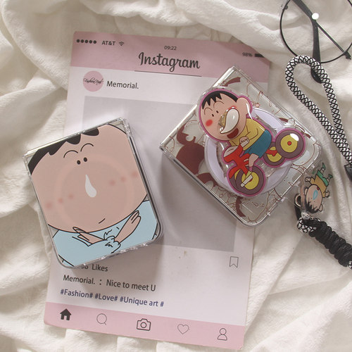 ins韩风卡通可爱阿呆适用华为puraX手机壳摩托罗拉Razr60Ultra磁吸支架Razr50折叠屏荣耀MagicVFlip保护套女