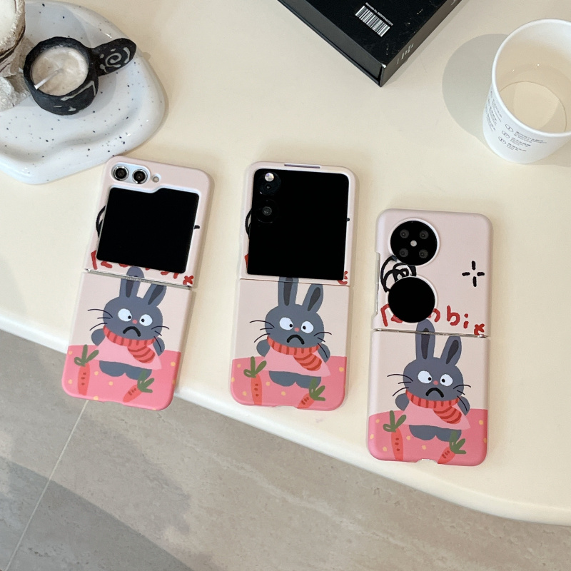 适用华为PuraX手机壳Pocket2萌系ins卡通可爱小灰兔OPPOFindN3Flip折叠屏小米MIX Flip三星ZFlip6/5保护套女