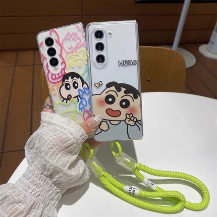 ins韩风卡通可爱蜡笔小新适用于三星Galaxy Z Fold7手机壳FOLD6折叠屏fold5外壳手绳fold4/3防摔保护套女款