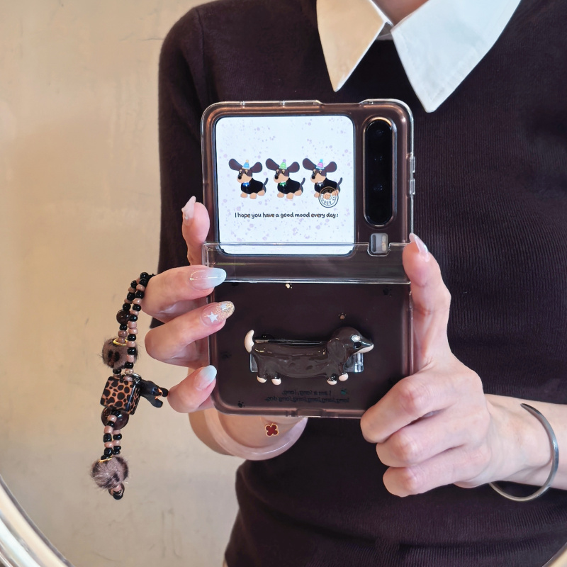 适用华为PuraX手机壳Pocket2韩国ins卡通可爱腊肠小狗OPPOFindN3Flip折叠屏三星ZFlip6/5手链小米mixflip壳